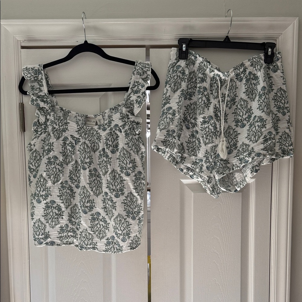 Rachel Zoe Ruffled Floral Top in White and Green